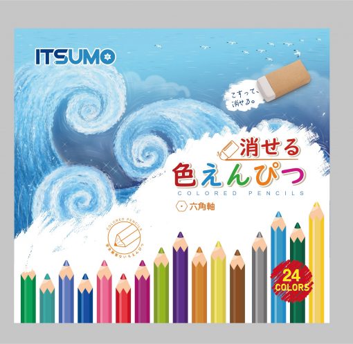 日本 itsumo可擦6角木顏色筆 (24色入)