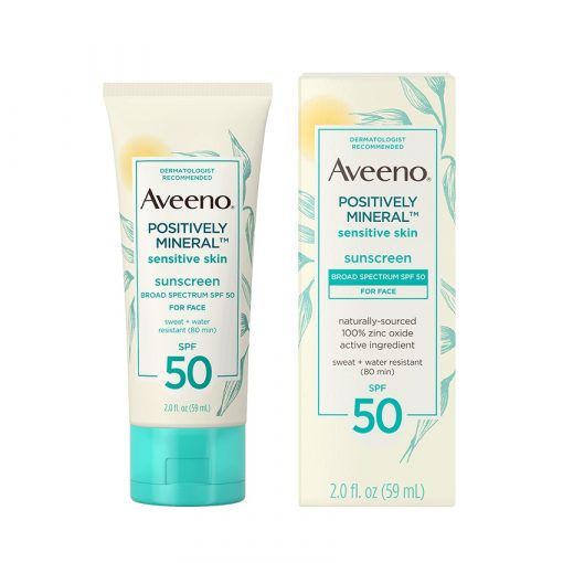 美國 Aveeno Positively Mineral® 敏感皮膚 SPF50 面部防曬霜
