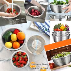 [訂]美國 Chef & Cook 304不鏽鋼筲箕 (一套3個)