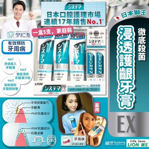 [訂]LION日本獅王 浸透護齦EX牙膏-清涼薄荷
